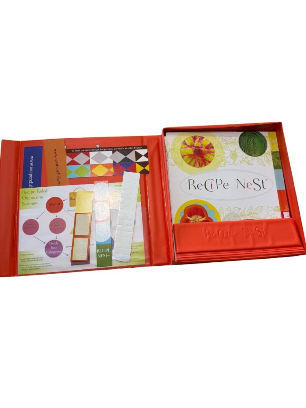 RecipeRelish Recipe Nest Organizer Binder Stand Cards Dividers Red Durable